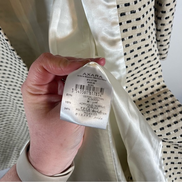 NWT axara paris Cream & black Jacket midi button snap size French 38/US Medium - Picture 3 of 12